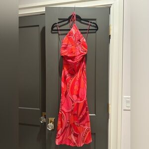 Oliviaceous Pink Printed Halter Dress